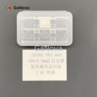 10*10,5mm2 C-Face Fe-Doped SI-Type Free-Standing GaN Single Crystal Substrate Макродефект плотность 0cm−2 TTV ≤ 10 μm Сопротивление 106 Ω·Cm Устройства для радиочастотного облучения